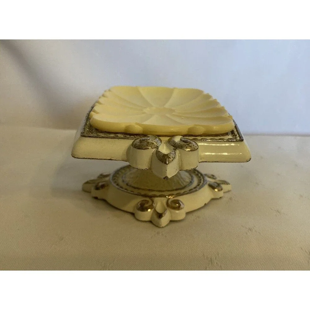 Vintage Amerock Bonaventure Collection Soap Dish Free Standing White Art Deco